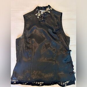 Black Sleeveless Asymmetrical Satin Classy Top - Atelier Size S-XS